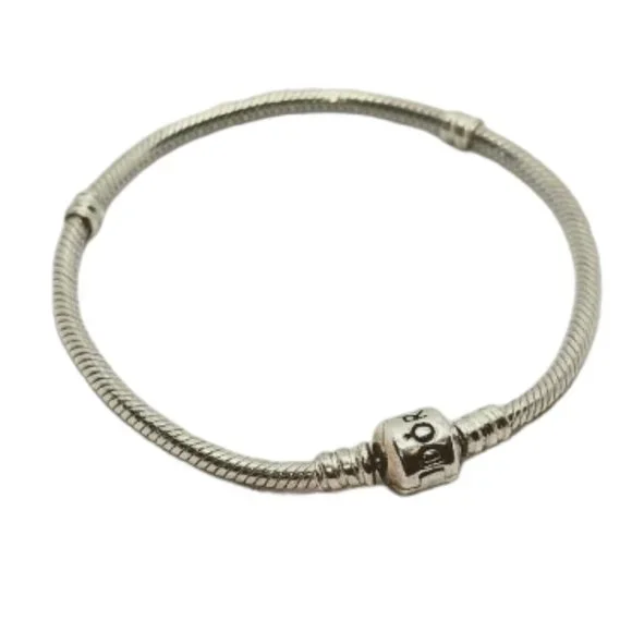 Pandora Moments Barrel Clasp Snake Chain Charm Bracelet - Picture 1 of 4
